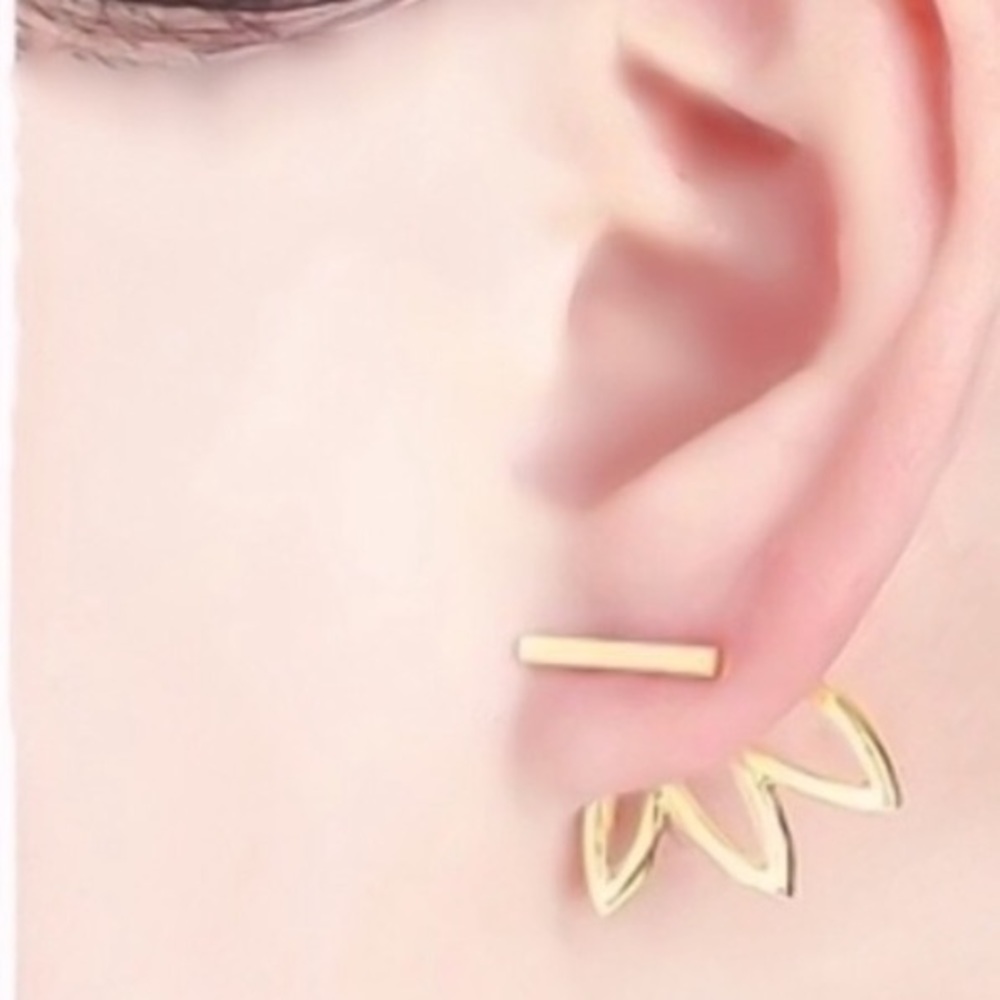 Multiwear Lotus Bar Cuff Earring in Gold Tone - Picture 4 of 5